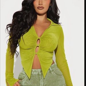 Mesh Chartreuse top